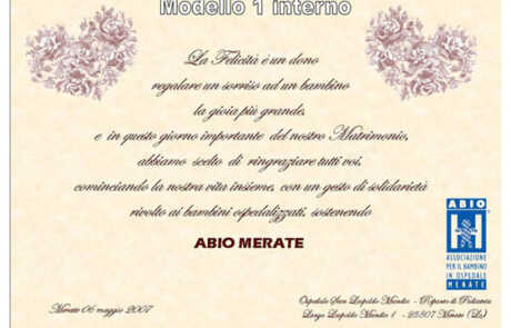 Bomboniere Solidali Matrimonio Modello 1 interno