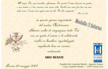 Bomboniere Solidali Matrimonio Modello 2 interno