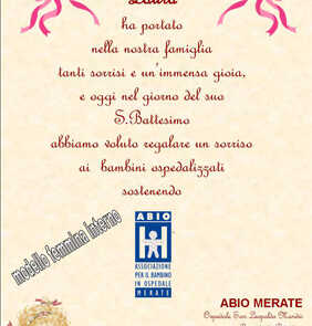 Bomboniere Solidali Santo Battesimo Femmina interno